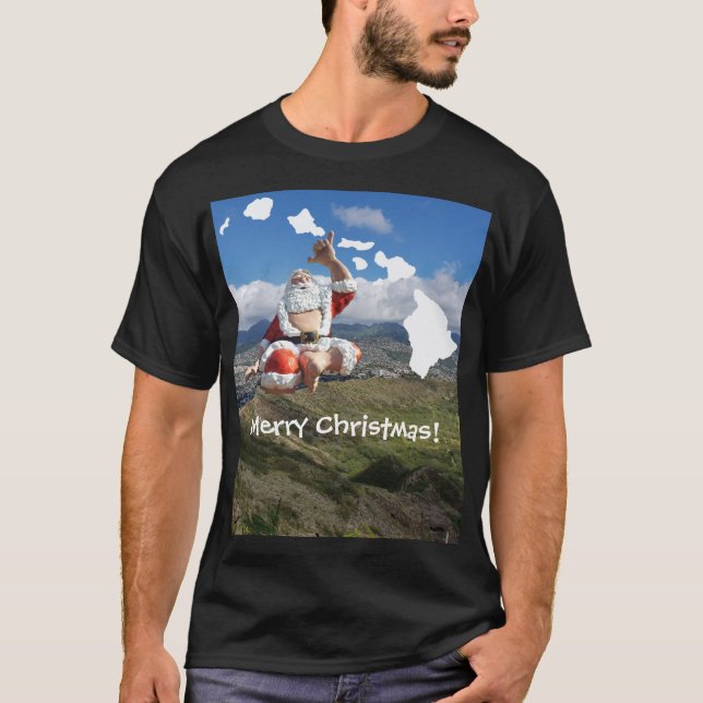 T-shirt Hawaï le père noël et îles hawaïennes (Devant)