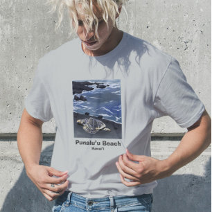 T-shirt Hawaï Tortue de mer sur plage de sable noi