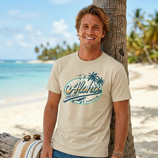 T-Shirt Hawaïen Rétro "Jésus Vous Aime" (Créateur téléchargé)