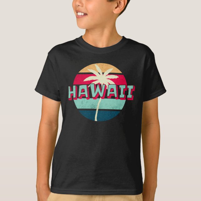 T-shirt Hawaii 80s Vintage Retro Sunset (Devant)