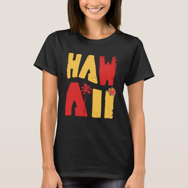 T-shirt Hawaii Aloha Hibiscus Hawaiian Islands Surfer Tiki (Devant)