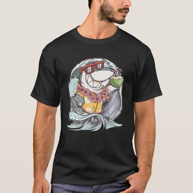 T-shirt Hawaii Beach Vacation Shark Summer Surfer (Devant)
