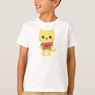 T-shirt Hawaii Chat, Cute Chat, Chat Jaune, Watermelon, Lu
