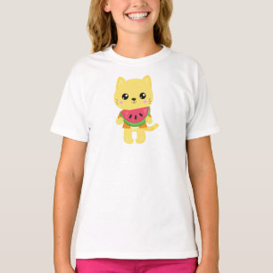 T-shirt Hawaii Chat, Cute Chat, Chat Jaune, Watermelon, Lu