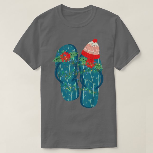 T-shirt Hawaii Été Flip Flops Mistletoe Noël (Design devant)
