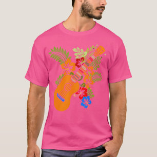 T-shirt Hawaii Floral Uke Ukulele - Fleur Aloha Ukulele