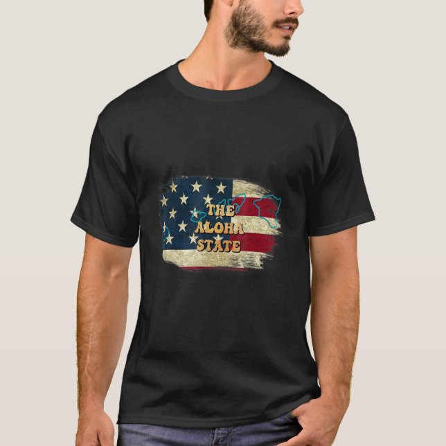 T-shirt Hawaii Hi Us Drapeau Motto (Devant)