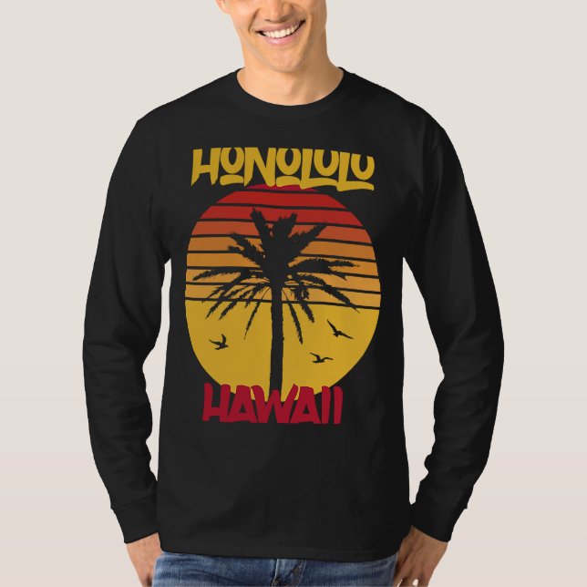 T-shirt Hawaii Honolulu Palmiers Ocean Surf (Devant)
