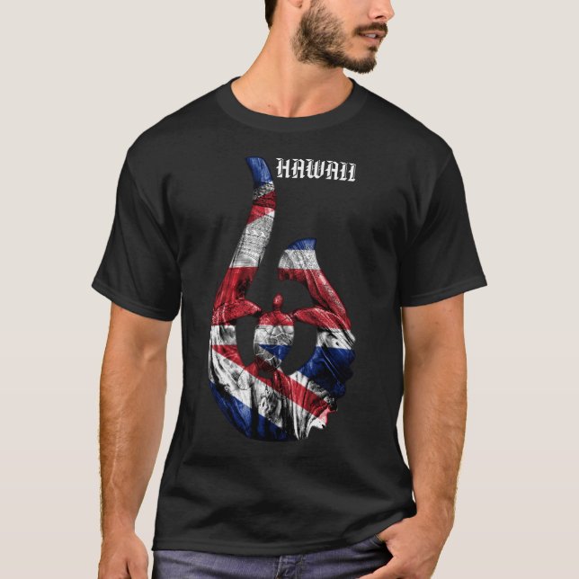 T-shirt Hawaii Honu Tribal Hook HIFlag (Devant)