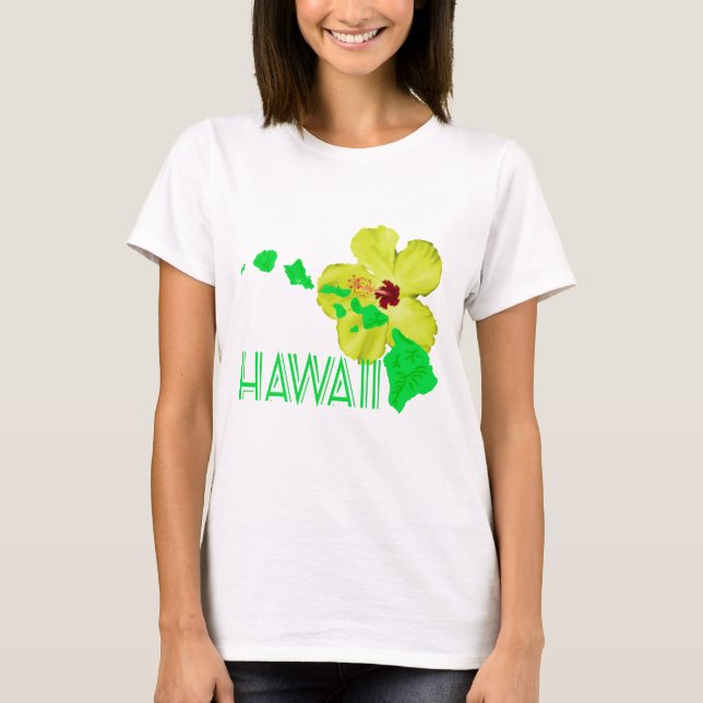 T-shirt Hawaii Îles Jaune Hibiscus Fleur (Devant)