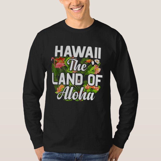 T-shirt Hawaii island of sun beach waves and palm trees (Devant)