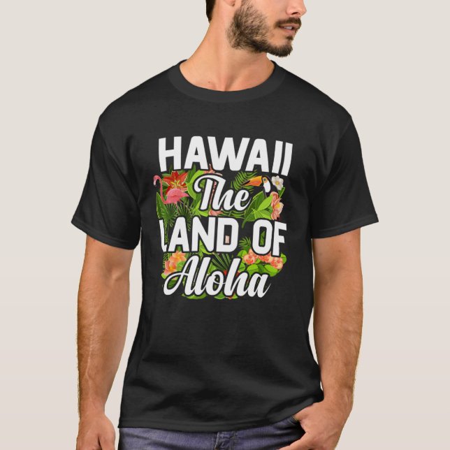 T-shirt Hawaii island of sun beach waves and palm trees (Devant)