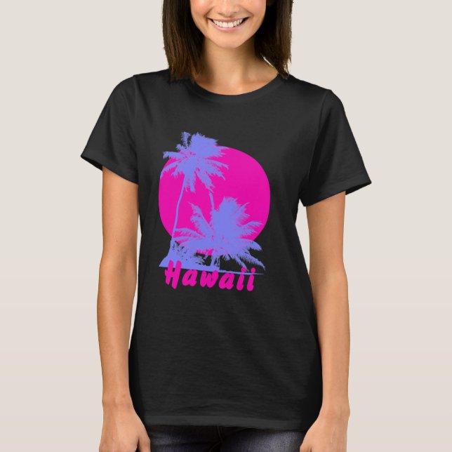 T-shirt Hawaii Night Life Palms and Beach (Devant)