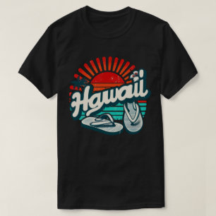 T-shirt Hawaii Oahu Flip Flop Sandales Summer Beach Retro