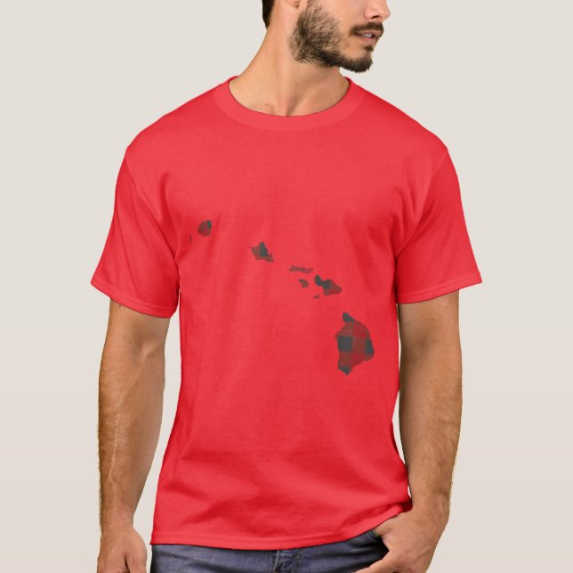 T-shirt Hawaii plaid en rouge (Devant)