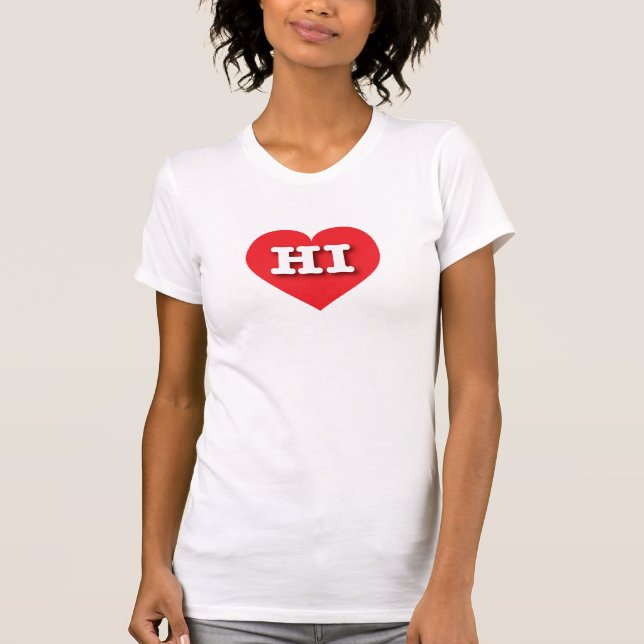 T-shirt Hawaii Red Heart - J'aime HI (Devant)