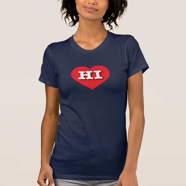 T-shirt Hawaii Red Heart - J'aime HI (Devant)