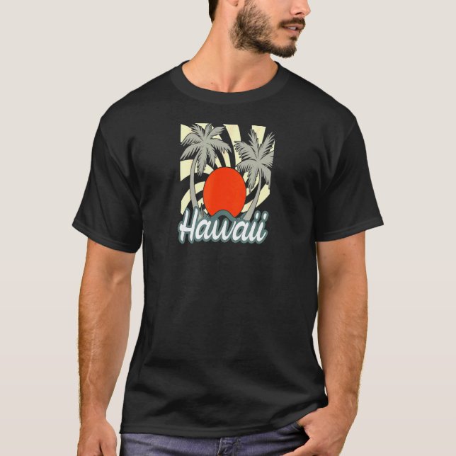 T-shirt Hawaii Retro Beach Sunset Beach Ocean Graphisme (Devant)