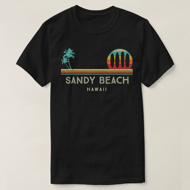 T-shirt Hawaii Sandy Beach Palmiers Hawaiian Surf (Design devant)