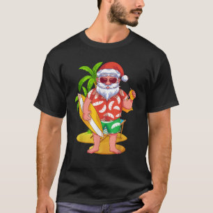T-shirt Hawaii Santa Claus Surf Tropical Summer Christm
