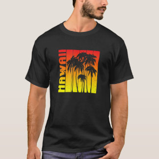T-shirt Hawaii Souvenir Palmiers Sunset Retro