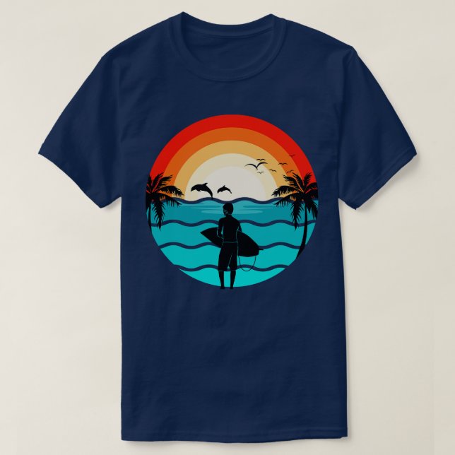 T-shirt Hawaii Surf Retro Illustration Surfer (Design devant)