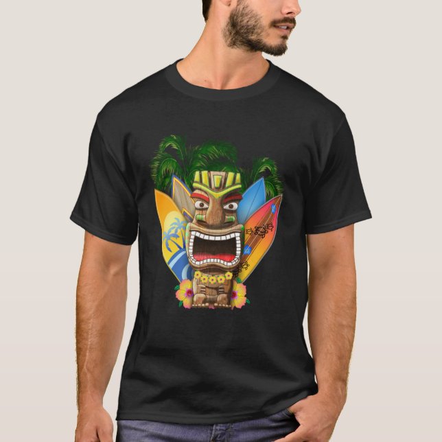 T-shirt Hawaii Tiki et Surfboards (Devant)