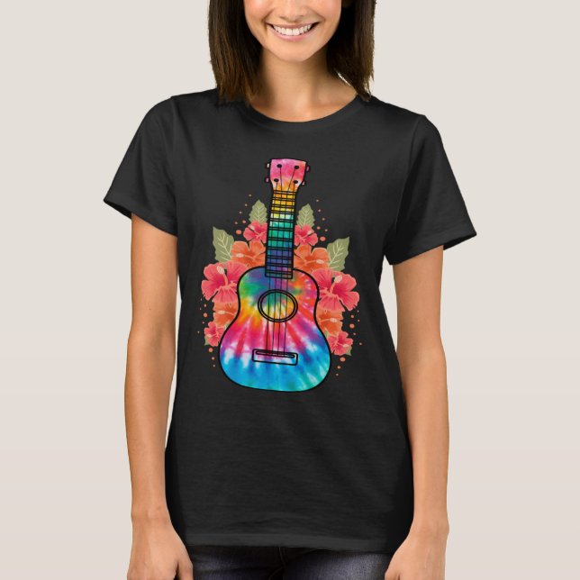 T-shirt Hawaii Uke Flower Ukulele Guitar (Devant)