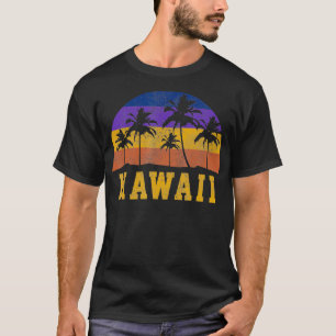 T-shirt Hawaii Vintage Retro Beach Palmiers Souve d'été