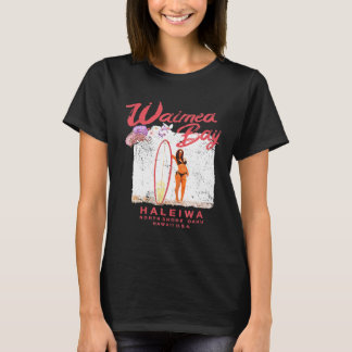 T-shirt Hawaii Waimea Bay Surfboard Girl Hawaiian Surfer