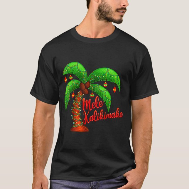 T-shirt Hawaiian Christmas Mele Kalikimaka Coconut Tree  (Devant)