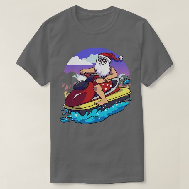 T-shirt Hawaiian Christmas Santa Claus Jet Ski (Design devant)