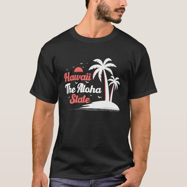 T-shirt Hawaiian Hawaii The Aloha State Pineapple Tiki (Devant)