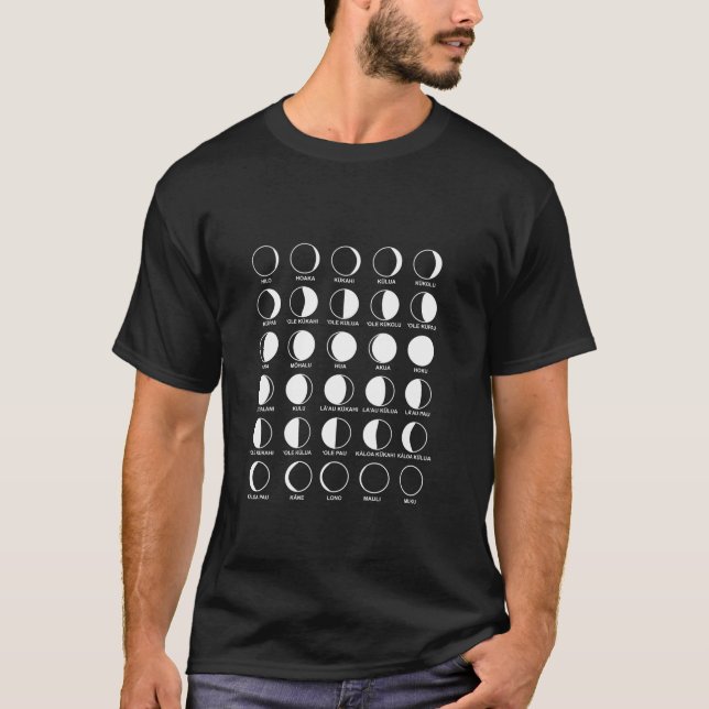 T-shirt Hawaiian Moon Phases Long Sleeve T Chemise (Devant)