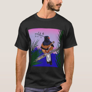 T-shirt Hawaiian Shama Bird jouant à l'ukulele