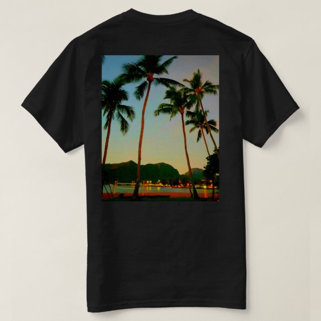 T-shirt Hawaiian T Shirt Sunset and Palms 2 Side Graphics (Design dos)