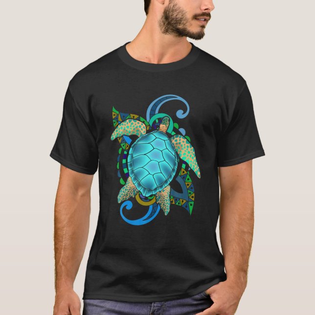 T-shirt Hawaiian Tribal Maori Ocean Animal Polynesian Sea (Devant)