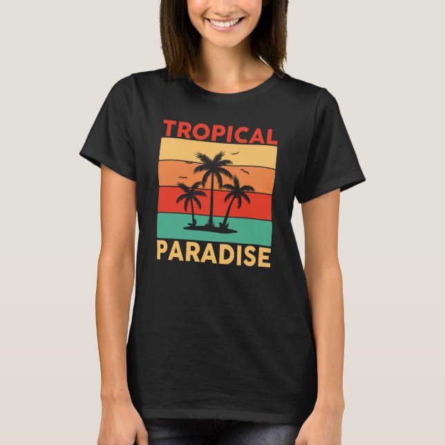 T-shirt Hawaiian Tropical Paradise Hawaii Pineapple Tiki (Devant)