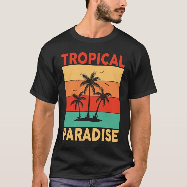 T-shirt Hawaiian Tropical Paradise Hawaii Pineapple Tiki (Devant)