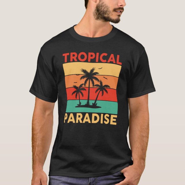 T-shirt Hawaiian Tropical Paradise Hawaii Pineapple Tiki (Devant)