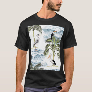 T-shirt Hawaiian vintage, motif d'été fleuri.