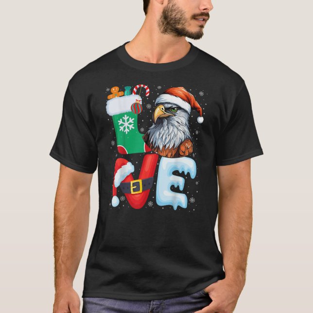 T-shirt Hawk Birds Wearing Santa Hat Xmas Holiday Hawk Chr (Devant)