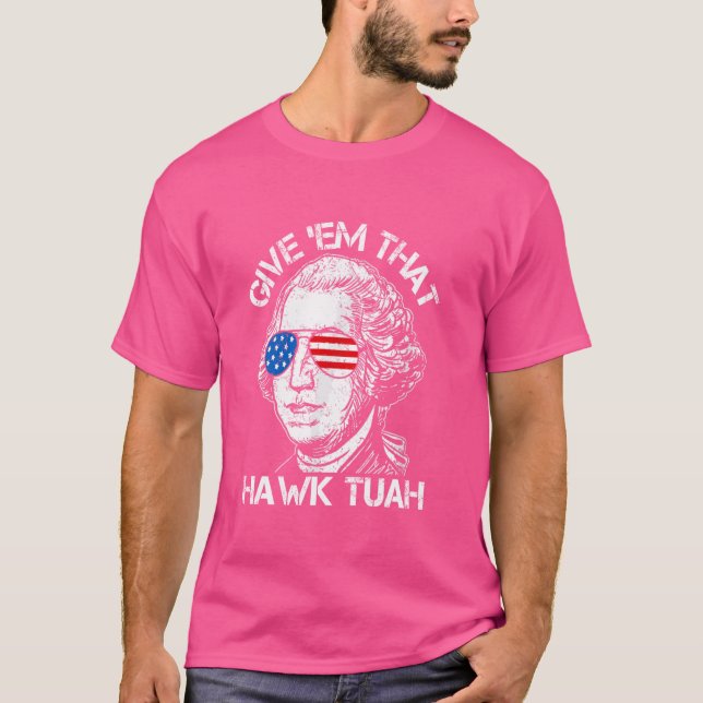 T-shirt Hawk Tuah Funny 2024 4 juillet mème (Devant)