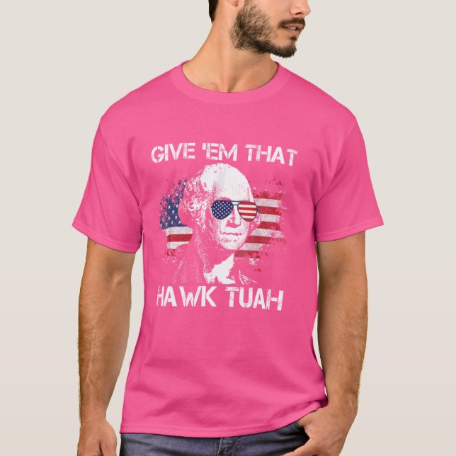 T-shirt Hawk Tuah Funny 2024 4 juillet mème (Devant)