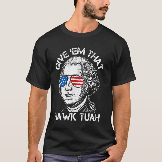 T-shirt Hawk Tuah Funny 2024 4 juillet mème (Devant)