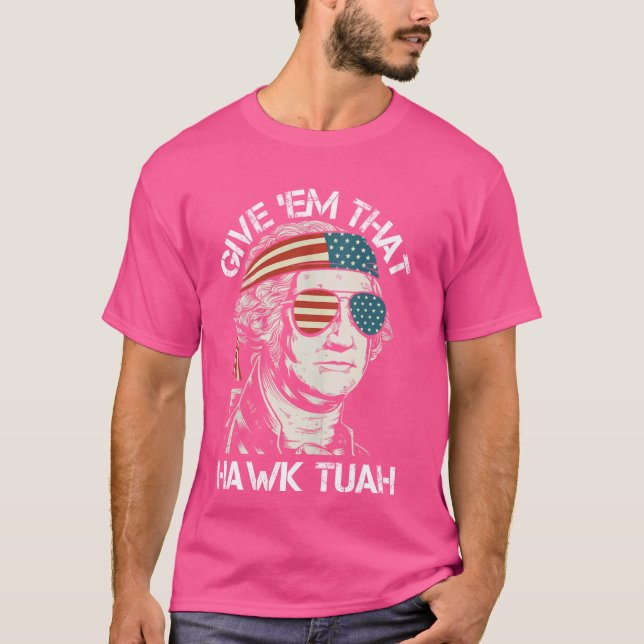 T-shirt Hawk Tuah Funny 2024 4 juillet mème (Devant)