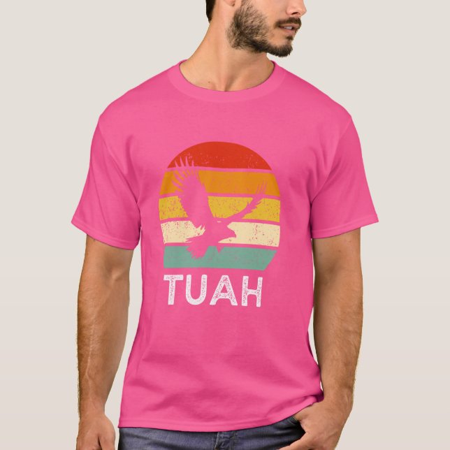 T-shirt HAWK TUAH Retro Sunset Funny Sarcasme Déclaration  (Devant)
