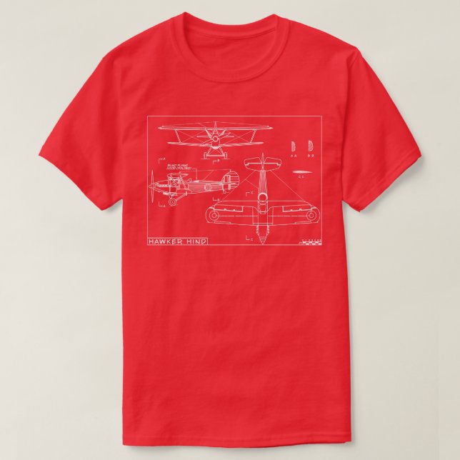 T-shirt Hawker Hind British Biplane Bombe légère (Design devant)