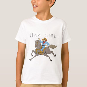 T-shirt Hay fille hey fille cheval drôle