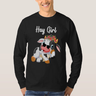 T-shirt Hay Girl Farmer Vache Vache Vache Amateurs de ferm